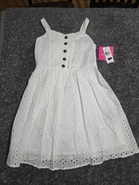 Amy Byer White Eyelet Button-Front Sundress